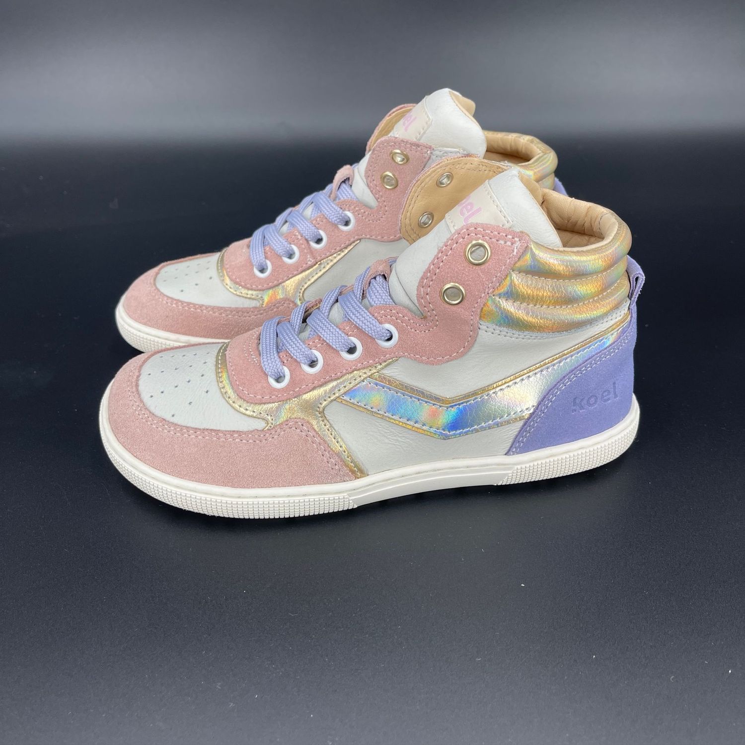 KOEL Danish Nappa pink – Midcut-Barfußschuh in Rosa mit Metallic-Glanz und Schnürung

