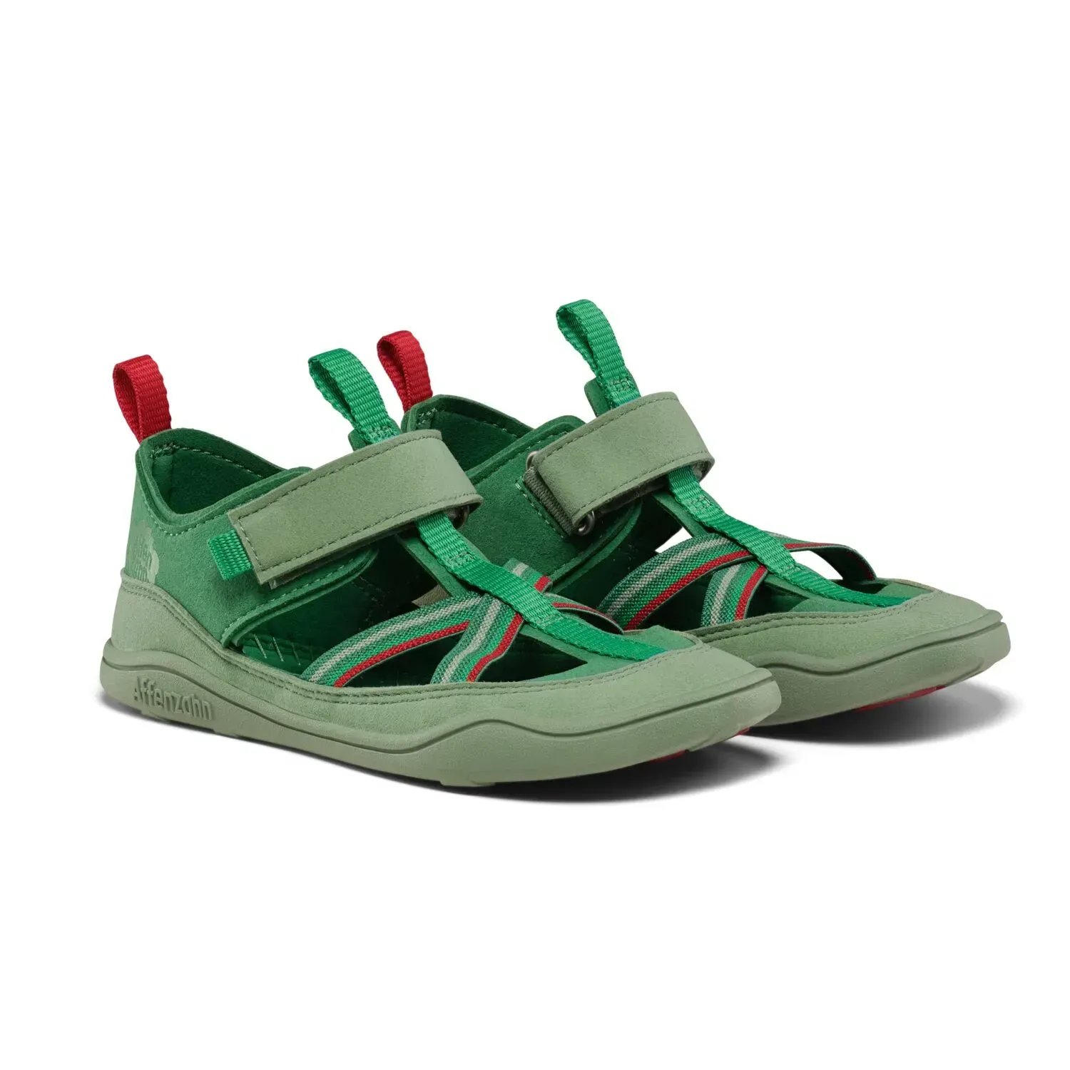 Left side view of the Affenzahn Breezy Frog sandal in green
