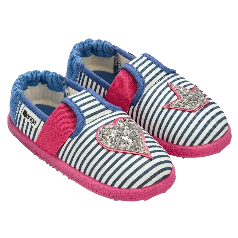 Nanga Herzklopfen 2.0 Kinderhausschuhe mit rosa-glitzerndem Herz und Krone