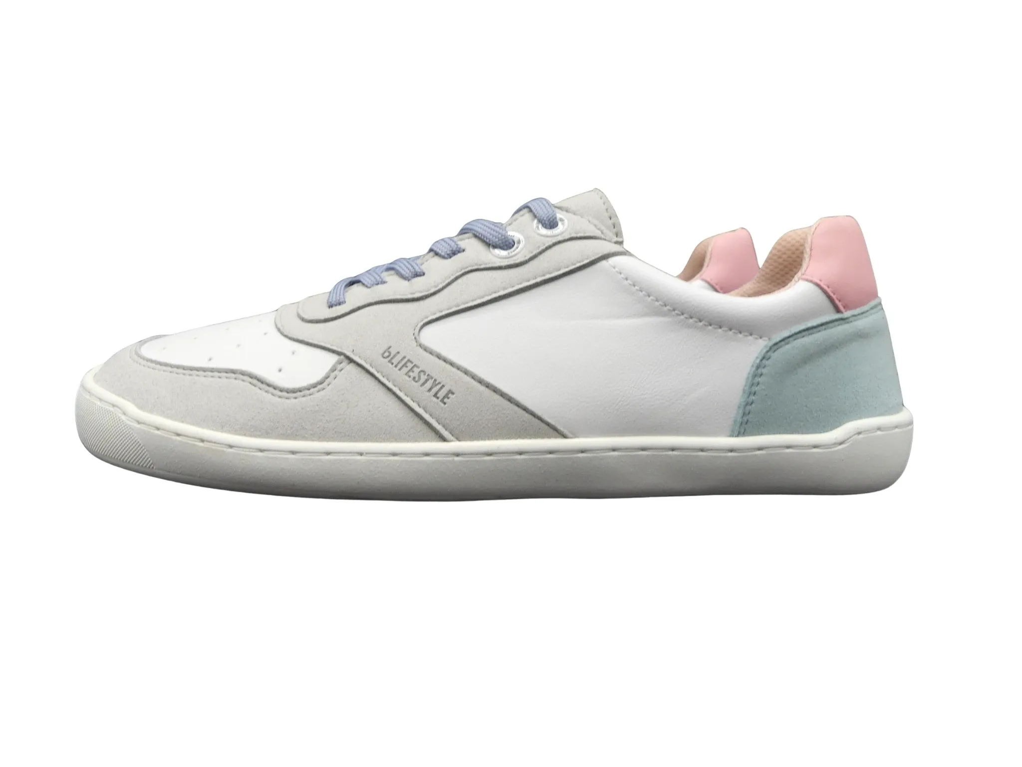 Seitenansicht des weissen bLifestyle windhauchSTYLE Barfußsneakers mit sportlicher Silhouette