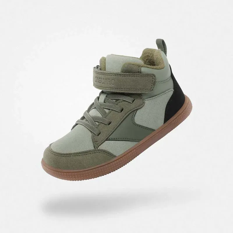 Saguaro Wonderland Barfußschuh Kinder grün – Seitenansicht links mit flexibler Sohle