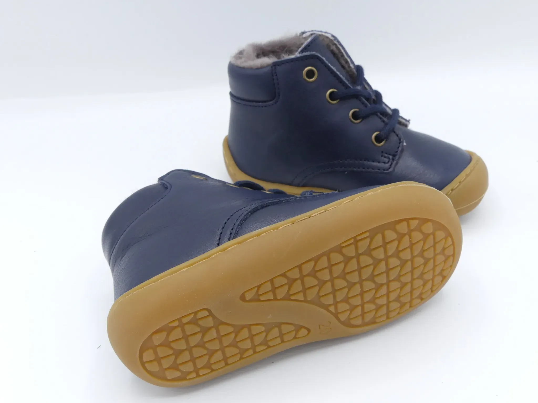 Develab Lauflernschuh Navy – Paaransicht seitlich, klassisches Dunkelblau, flexible Barfußsohle