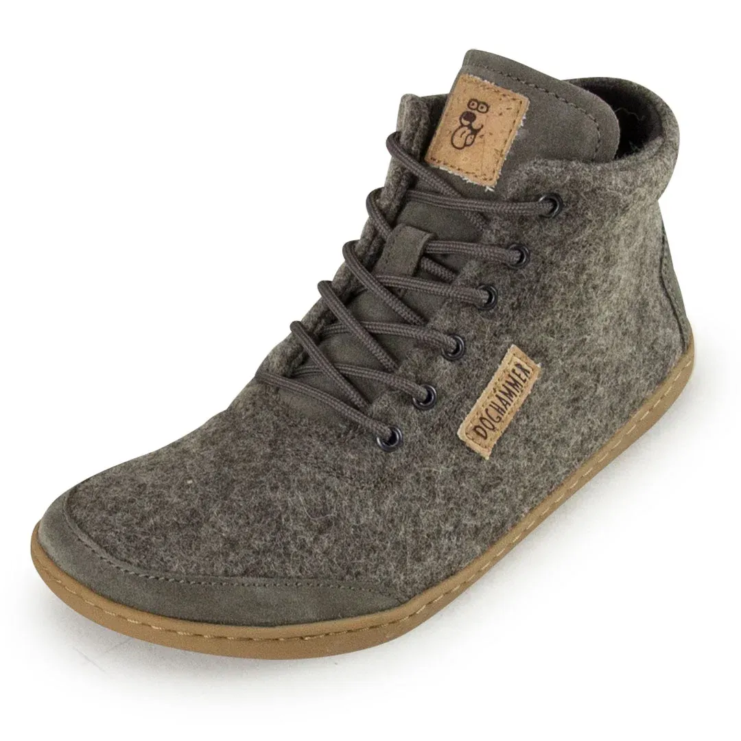 Doghammer Terrar Wool High Barfußschuh in Grau, Seitenansicht