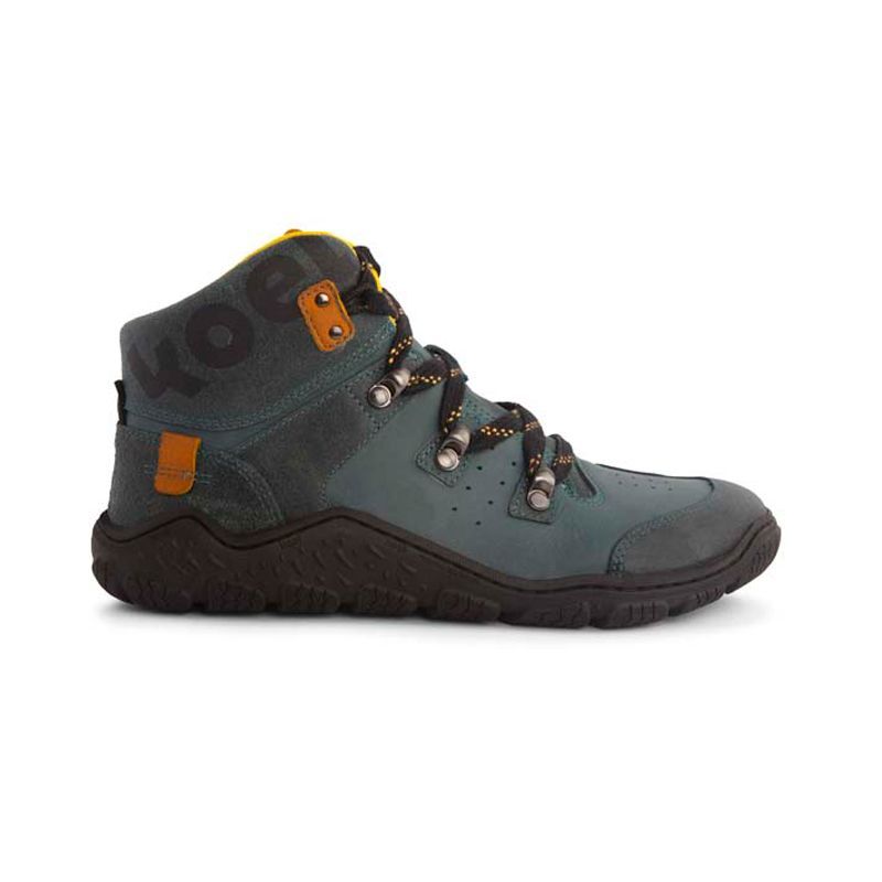 KOEL ROBO Merino Petrol – Herren Barfuß-Boot aus Leder, Außenansicht mit flexibler Outdoor-Sohle