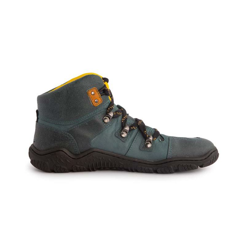 KOEL ROBO Merino Petrol – Herren Barfuß-Boot aus Leder, Außenansicht mit flexibler Outdoor-Sohle