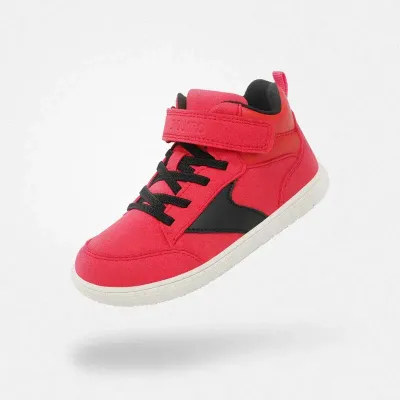 Saguaro | Wonderland I | Red Seitenansicht rote Winter-Barfußschuhe Saguaro Wonderland mit Reißverschluss und Klett