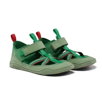 Linke Seitenansicht der Affenzahn Sandale Breezy Frosch in gruen