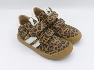 Acebos | Übergangsschuh MidCut Leder | beige Leo Paaransicht Acebos MidCut Klettschuh – Beige Leo, barfußfreundlicher Übergangsschuh