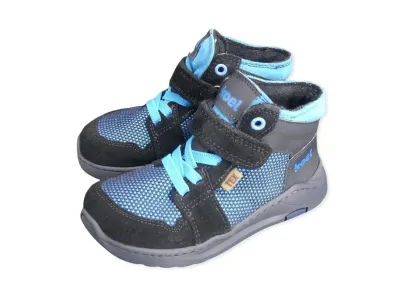 KOEL | Barfußsneaker Sky Tex Wollfilz | royal blue KOEL Sky Tex Wollfilz blau – Kinder Barfußsneaker mit TEX-Membran, Klett und elastischen Schnürsenk…