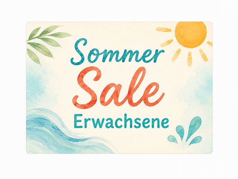 Sommer Sale Erwachsene mit Aquarell-Sonne und Wasserfarben