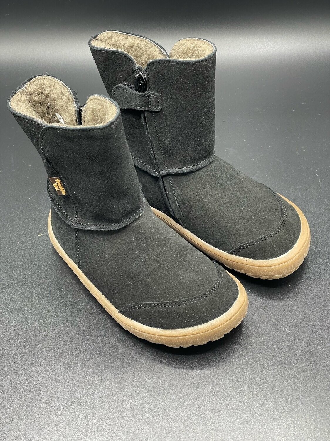 Froddo Barfuß Winterstiefel Wolle TEX Schwarz mit Reißverschluss
