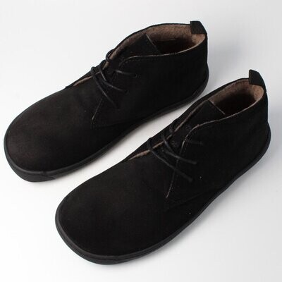 bLIFESTYLE classicSTYLE Schwarz warme Barfußschuhe aus Veloursleder mit Wollvlies
