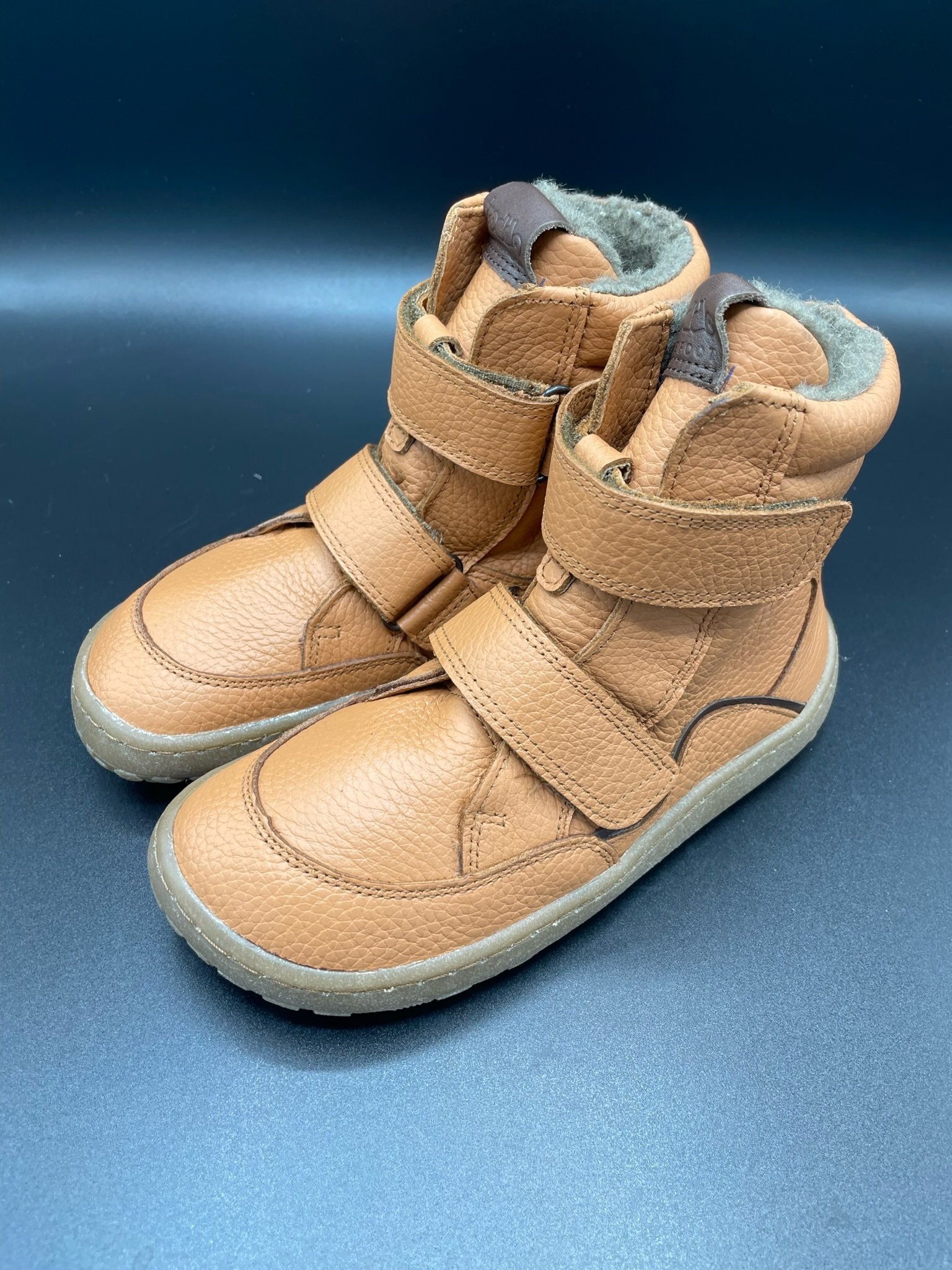 Froddo Barfuß Winterstiefel Cognac mit Wollfutter und Profilsohle
