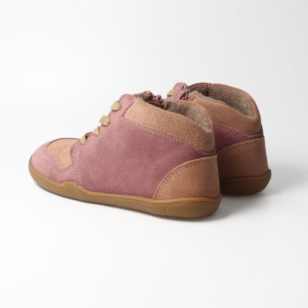 bLifestyle KODIAK Altrosa Vlies Barfußschuh mit Schnürung und Reißverschluss