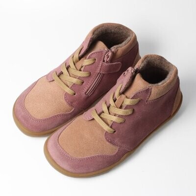 bLifestyle Kodiak Altrosa (Vlies) – Restbestand 60 € bLifestyle KODIAK Altrosa Vlies Barfußschuh mit Schnürung und Reißverschluss