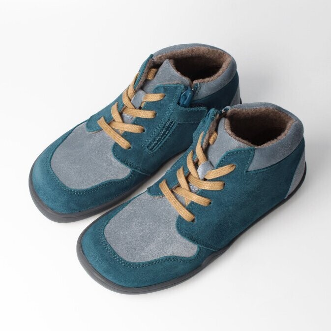 bLifestyle KODIAK Petrol Vlies Barfußschuh mit Schnürung und Reißverschluss