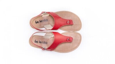 Sandale Damen Promenade Rot Barfußschuhe für Damen Be Lenka Promenade Rot Barfuß-Zehensandale für Damen - Draufsicht