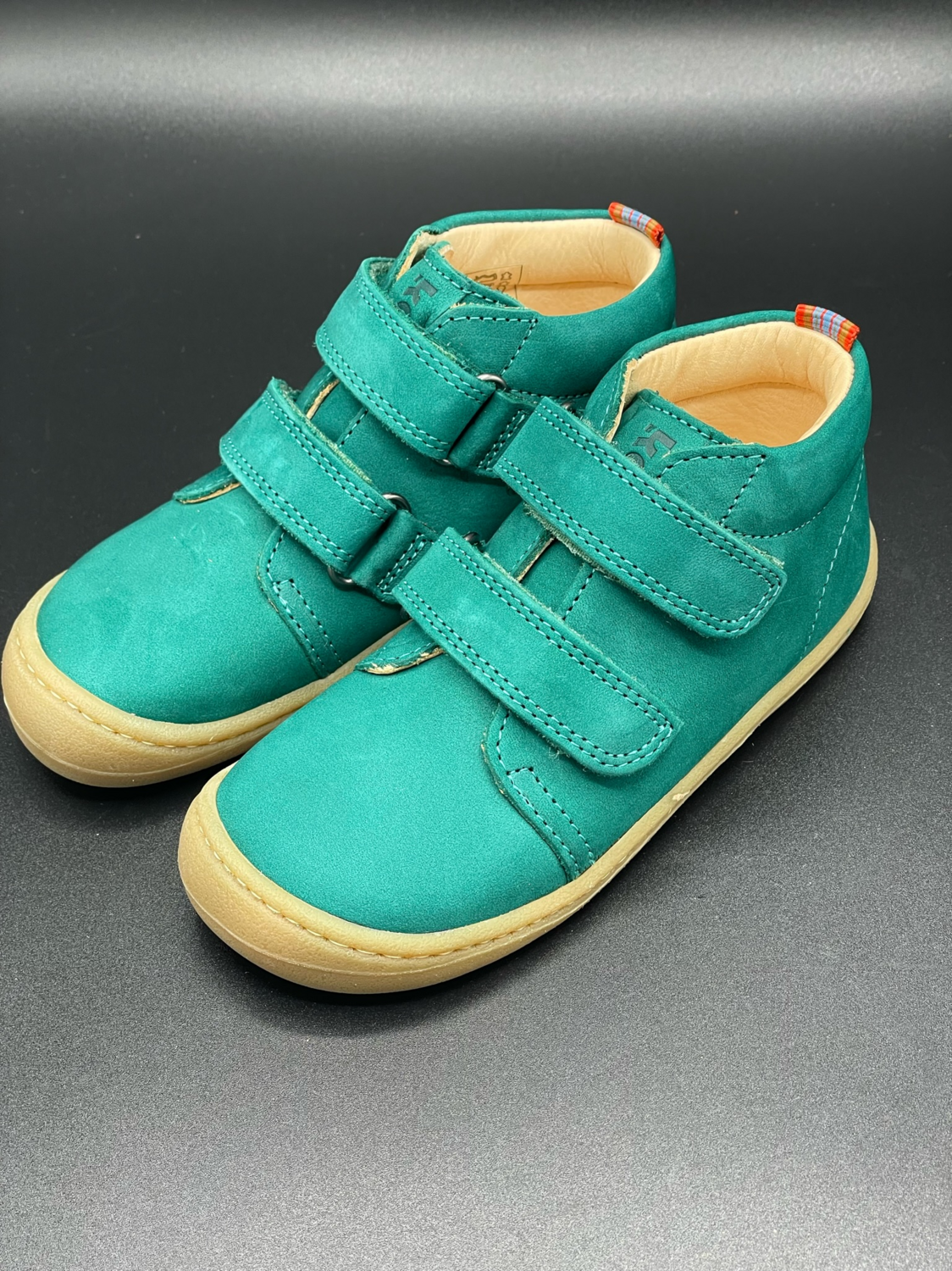 KOEL BOB Bio Nubuk Emerald Green Kinder-Barfußschuh aus wasserabweisendem Nubukleder