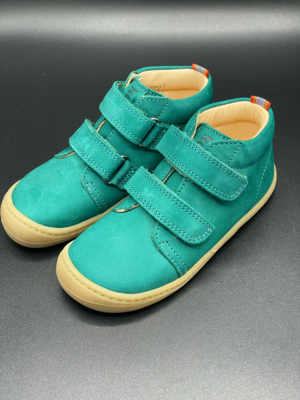 KOEL BOB Bio-Nubuk Emerald Green Restbestand KOEL BOB Bio Nubuk Emerald Green Kinder-Barfußschuh aus wasserabweisendem Nubukleder