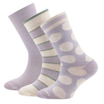 Socken 3er Pack, Punkte Ringel Socken 3er Pack, Punkte Ringel – lila, rosa, gruen – Strümpfe