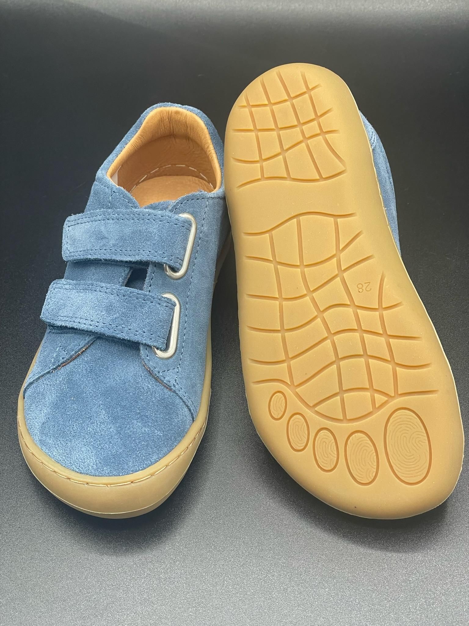 Telyoh Barfußschuh Klett Rauleder Jeans für Kinder - Paaransicht