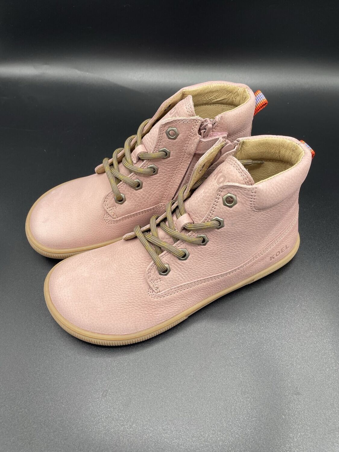 KOEL| Barefoot Boots | Elli rosa KOEL Elli Rosa Kinder-Barfußboots aus Leder mit Schnürung und Reißverschluss