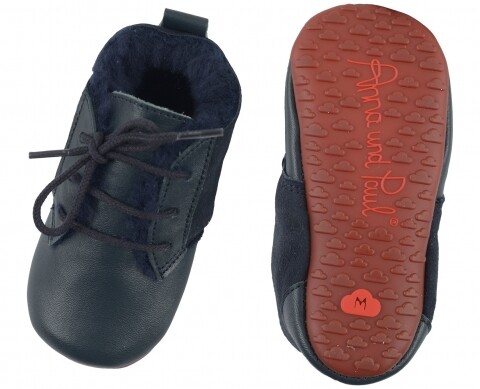 Anna und Paul Lammfellpuschen marine Gr. S – blau – Lauflernschuhe