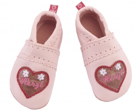 Anna und Paul Herzl Krabbelschuhe mit Herzstickerei für Babys