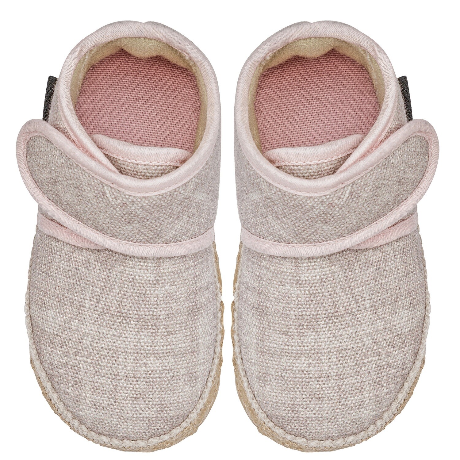 Nanga Hedy rose Kinder-Hausschuhe mit Klettverschluss aus Biobaumwolle