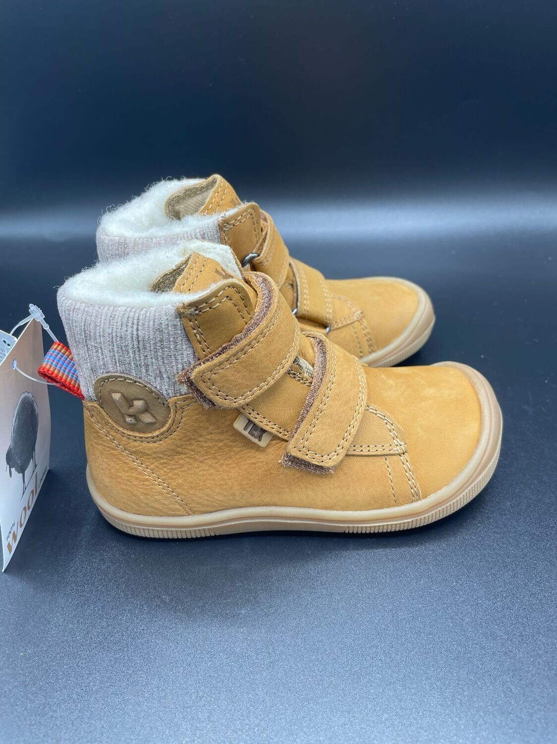 KOEL Barefoot DEAN TEX WOOL ~ miel KOEL DEAN miel warme Winter-Barfußschuhe Kinder mit Klett Größe 22