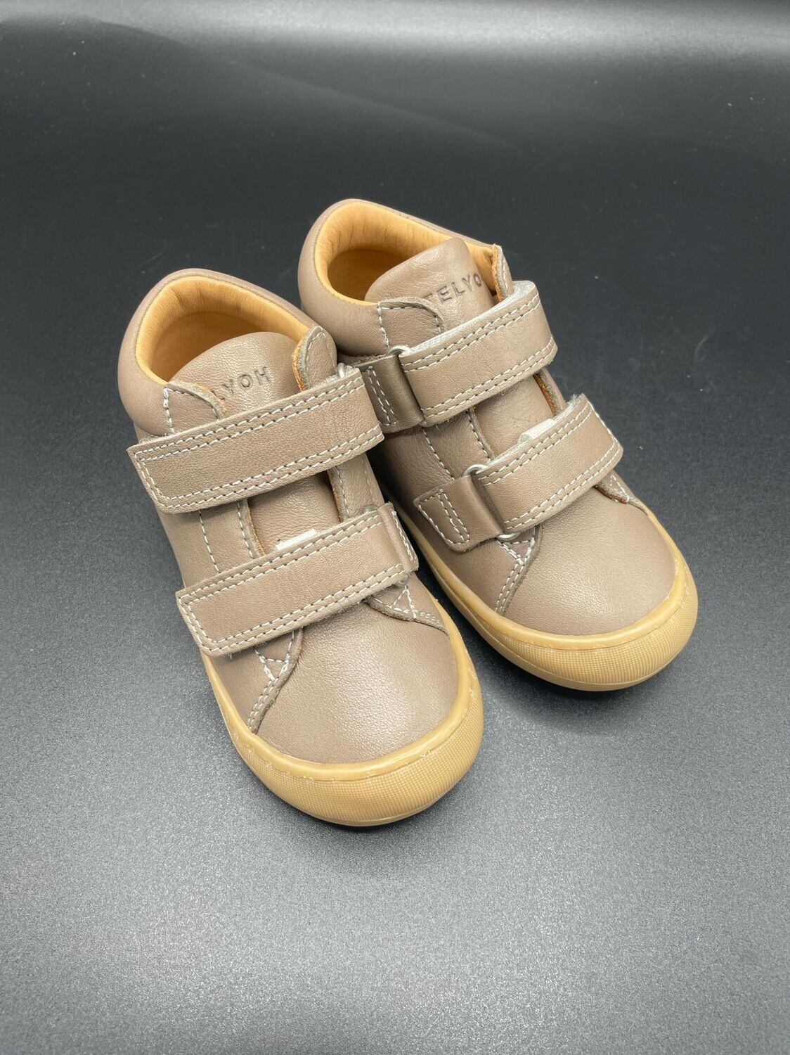Telyoh - Barfußschuhe Klettverschluss- taupe (grey) Telyoh Barfußschuh Taupe Grey Kinder-Lauflerner mit Klettverschluss