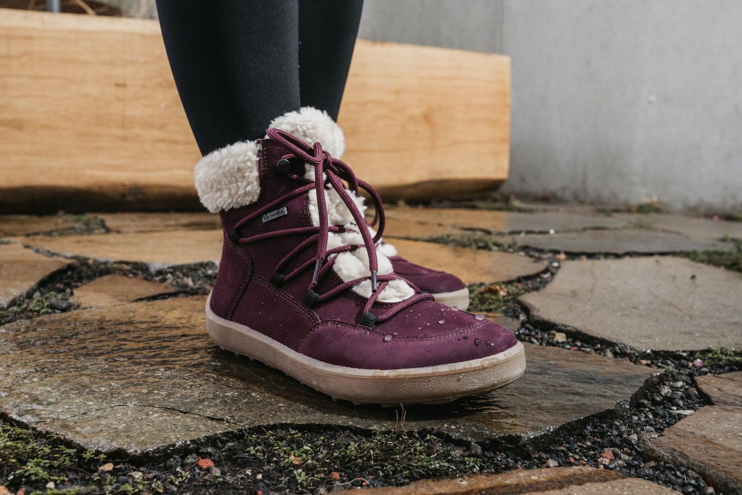 Winter Barfußschuhe Be Lenka Bliss - Burgundy Red Be Lenka Bliss Burgundy Damen Winter Barfußschuhe aus hydrophobem Nubukleder