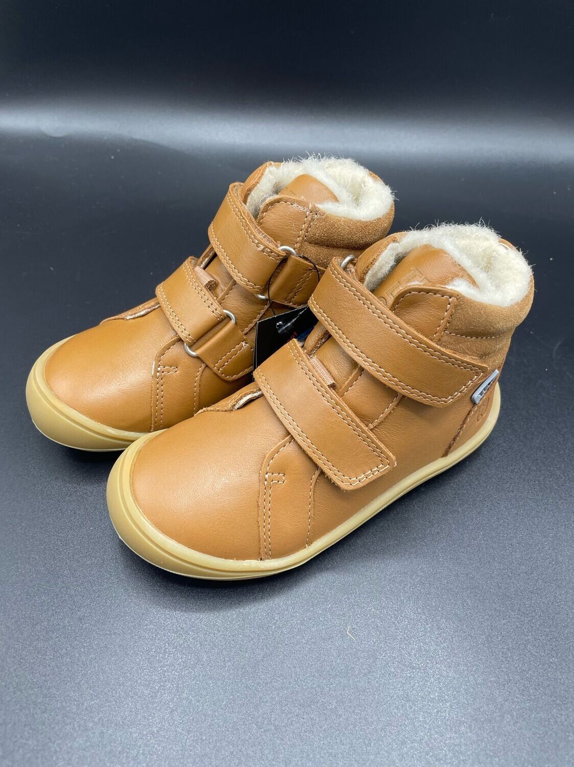 Telyoh Highcut Winterwolle TEX Cognac warmer Kinder-Barfußschuh