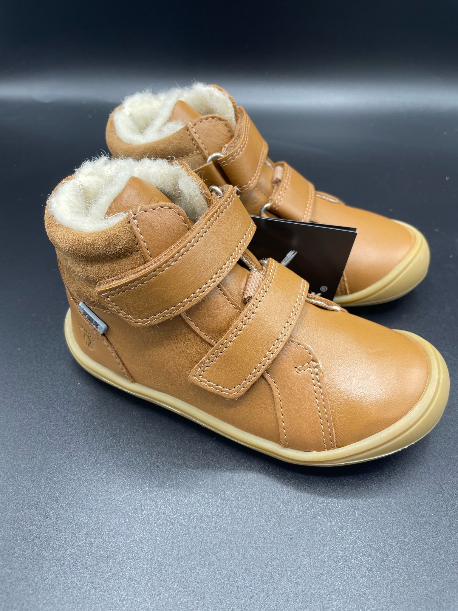 Telyoh Highcut Winterwolle TEX Cognac warmer Kinder-Barfußschuh