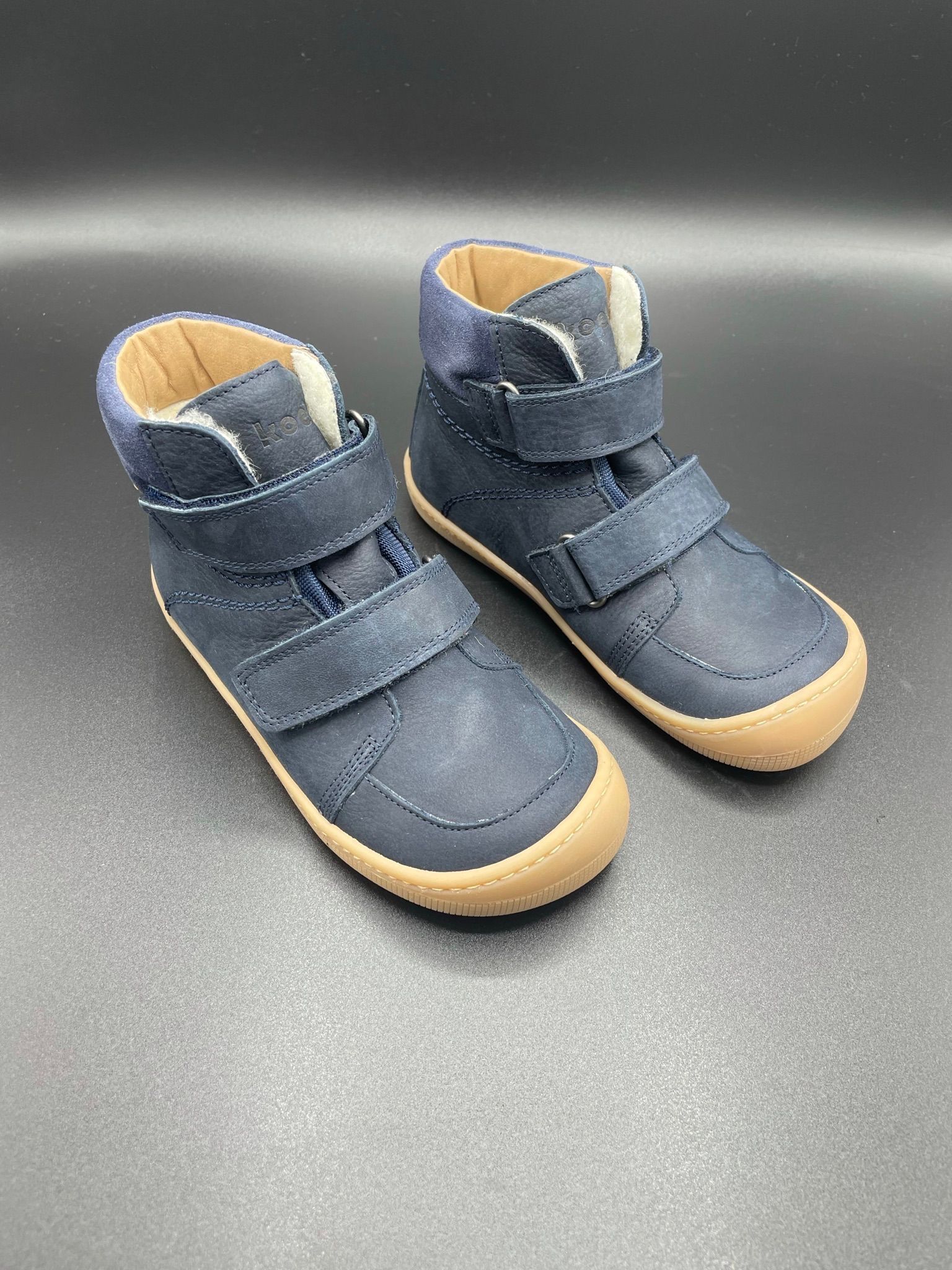 KOEL DARK navy warme Winter-Barfußschuhe für Kinder