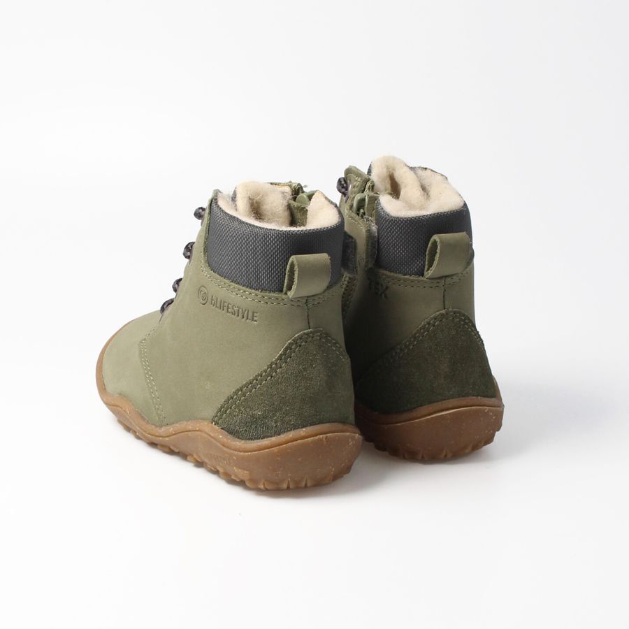 bLifestyle BARIBAL olive warme Winter-Barfußschuhe für Kinder