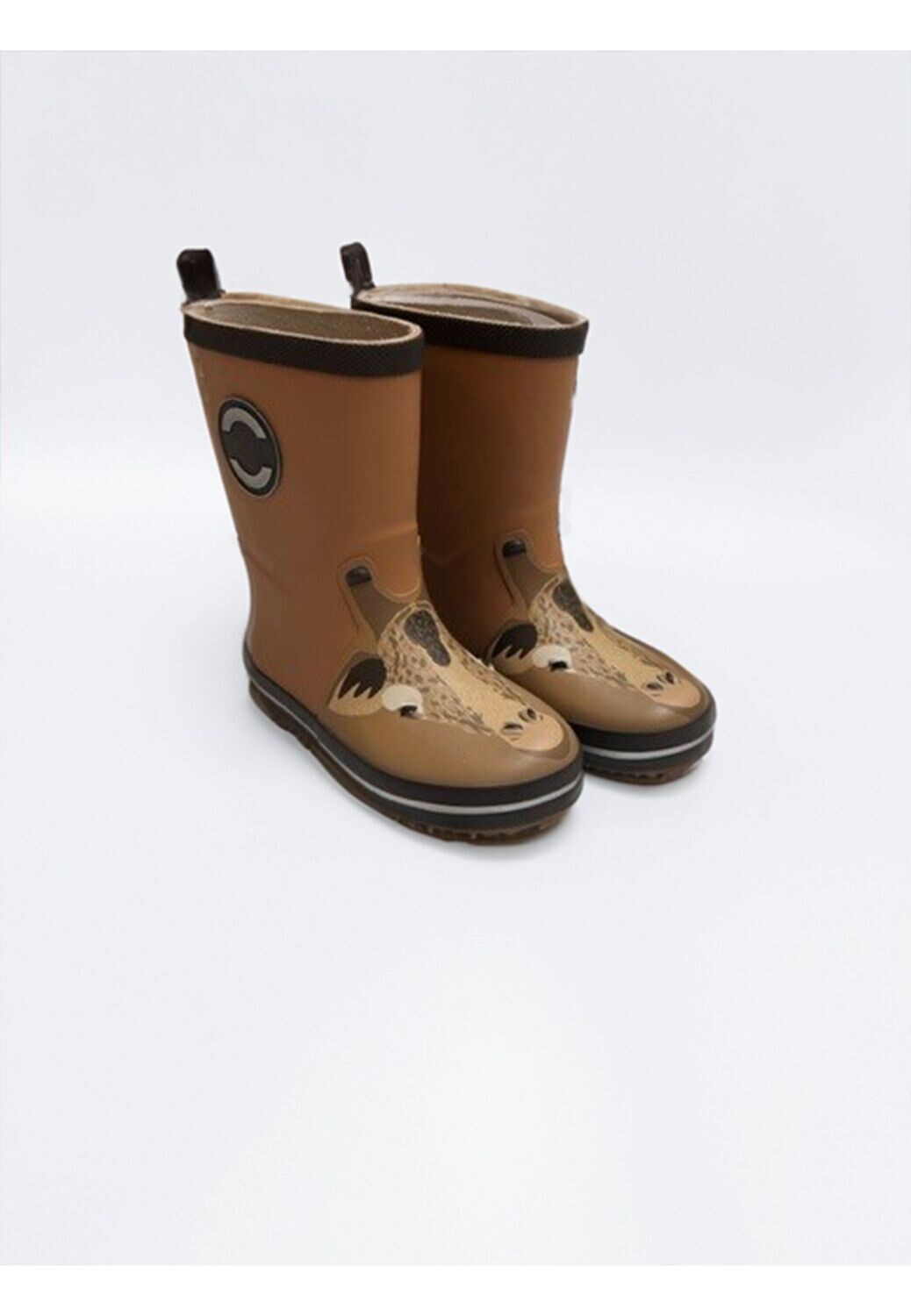 Mikk-Line 3D Brown Sugar Gummistiefel mit Giraffe für Kinder