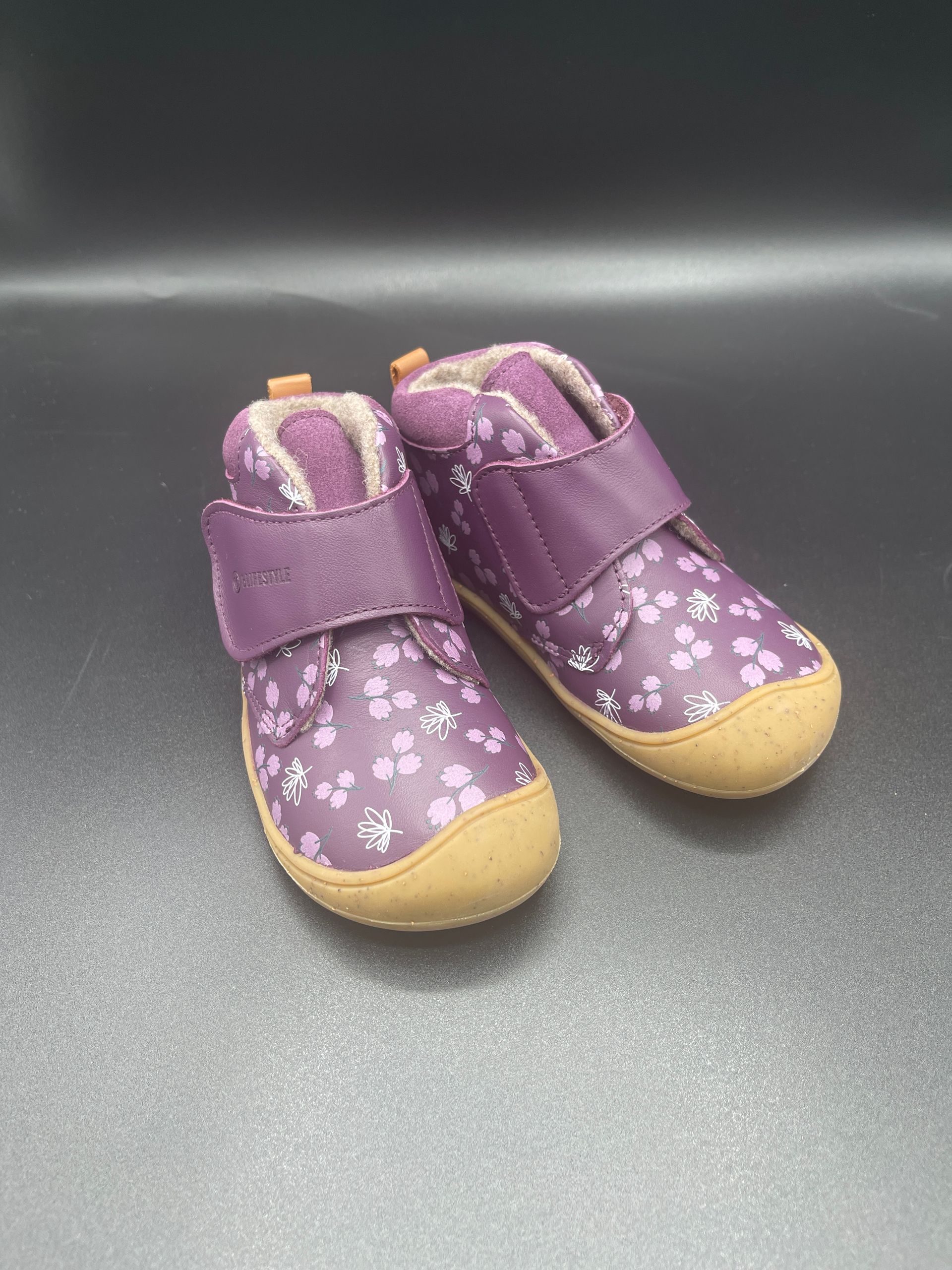 bLifestyle | BabyRaccoon | winterpflaume – beige – Barfuß-Winterschuhe