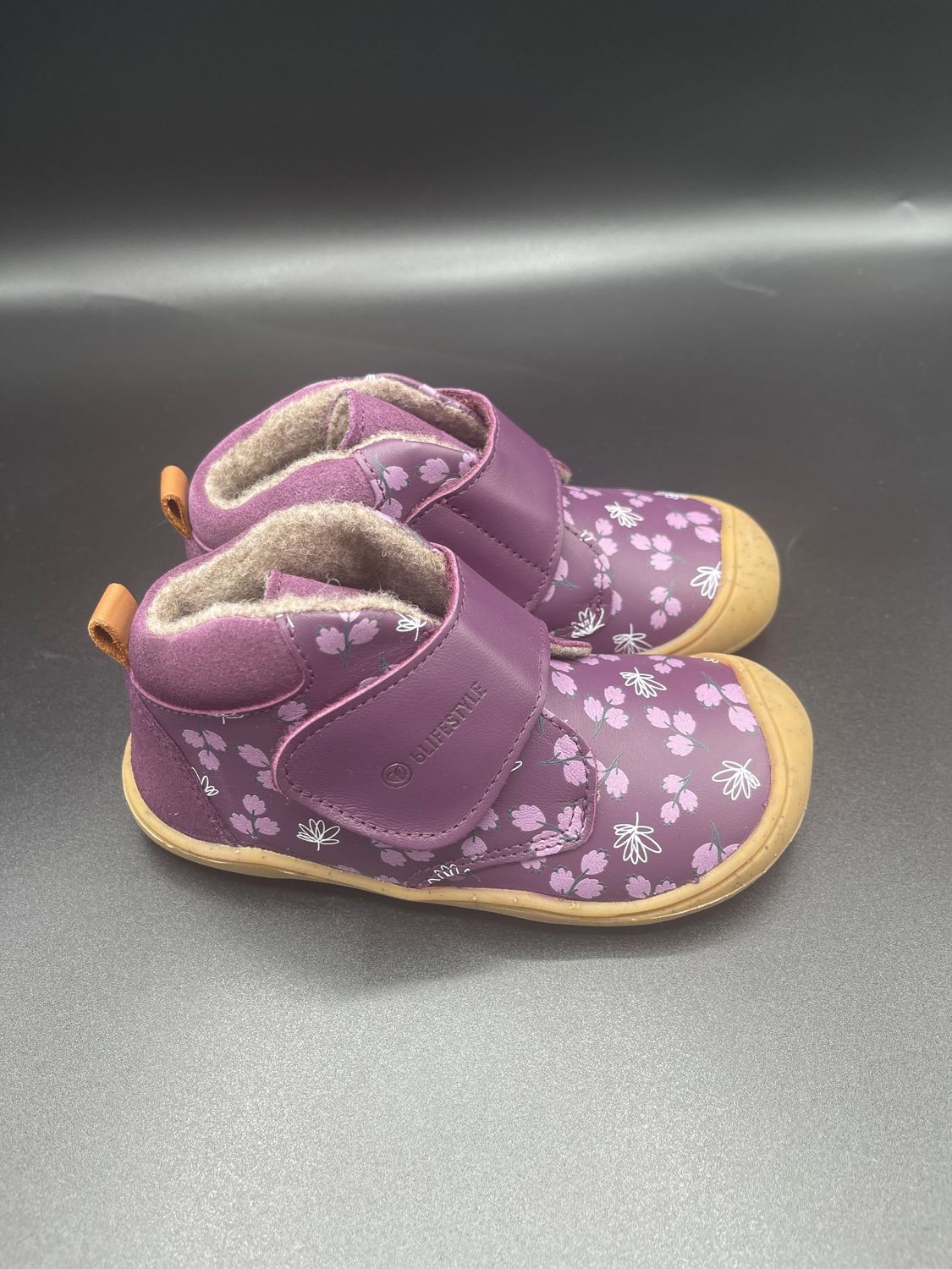 bLifestyle | BabyRaccoon | winterpflaume – beige – Barfuß-Winterschuhe