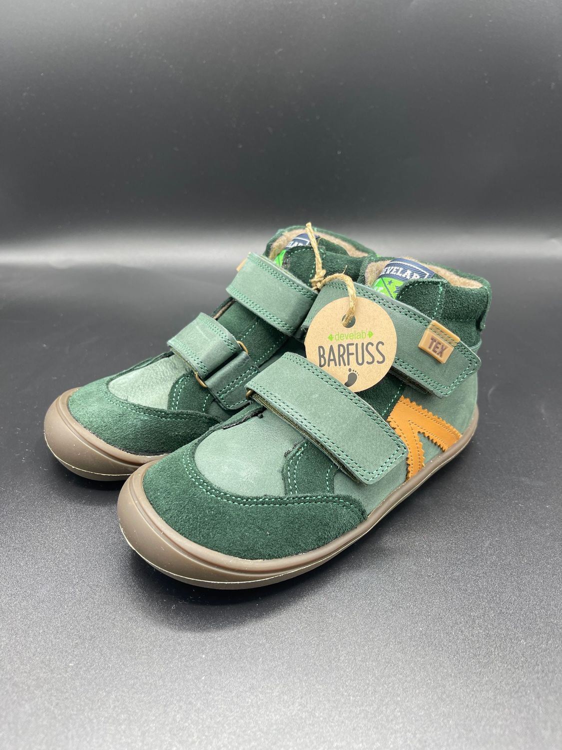develab | Midcut  fleece TEX | Forest gruen – Barfuß-Winterschuhe