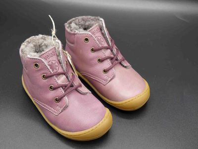 develab | barefoot Lauflerner | altrosa Develab Altrosa warme Lauflernschuhe Mädchen mit Lammwolle