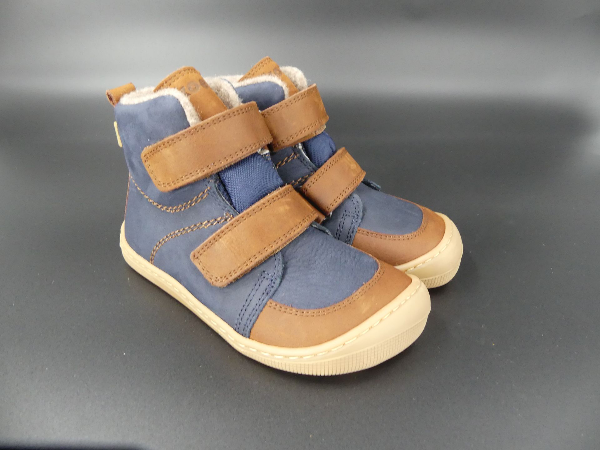 KOEL Karo W Tex Felt Navy Brown Winter Barfußschuhe Jungen