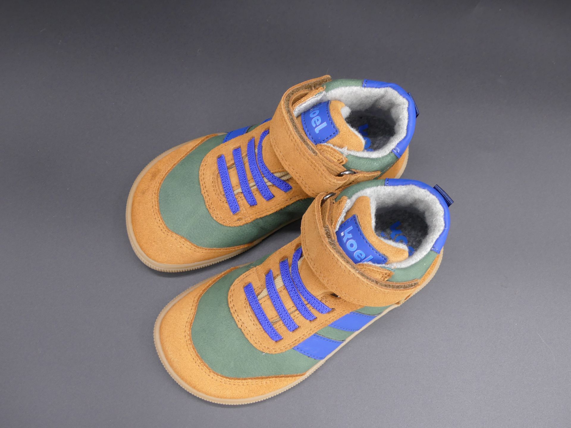 KOEL | DEVO Tex Print Merino | olive – gruen, blau, braun – Barfuß-Winterschuhe