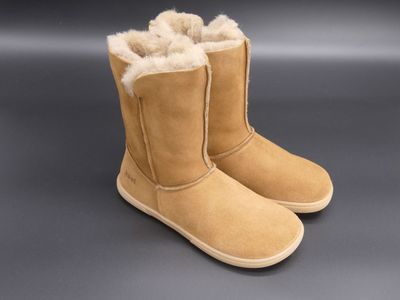 KOEL Freya Taupe Damen Barfuß-Winterstiefel aus Nubukleder mit Lammwolle