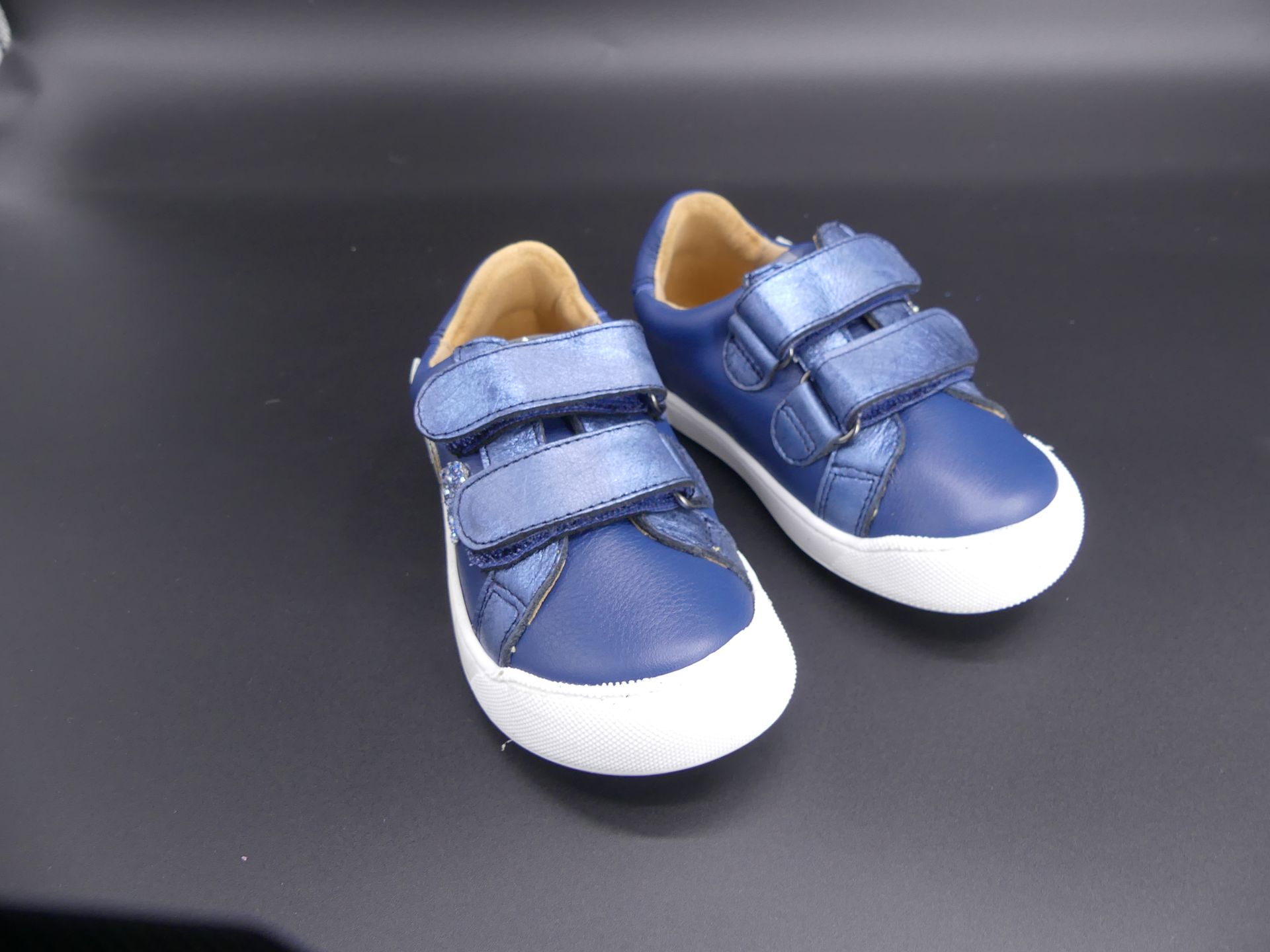 Acebos Barfußsneaker für Kinder in Dunkelblau mit Glitzerelementen und Klettverschluss – Modell Mar…