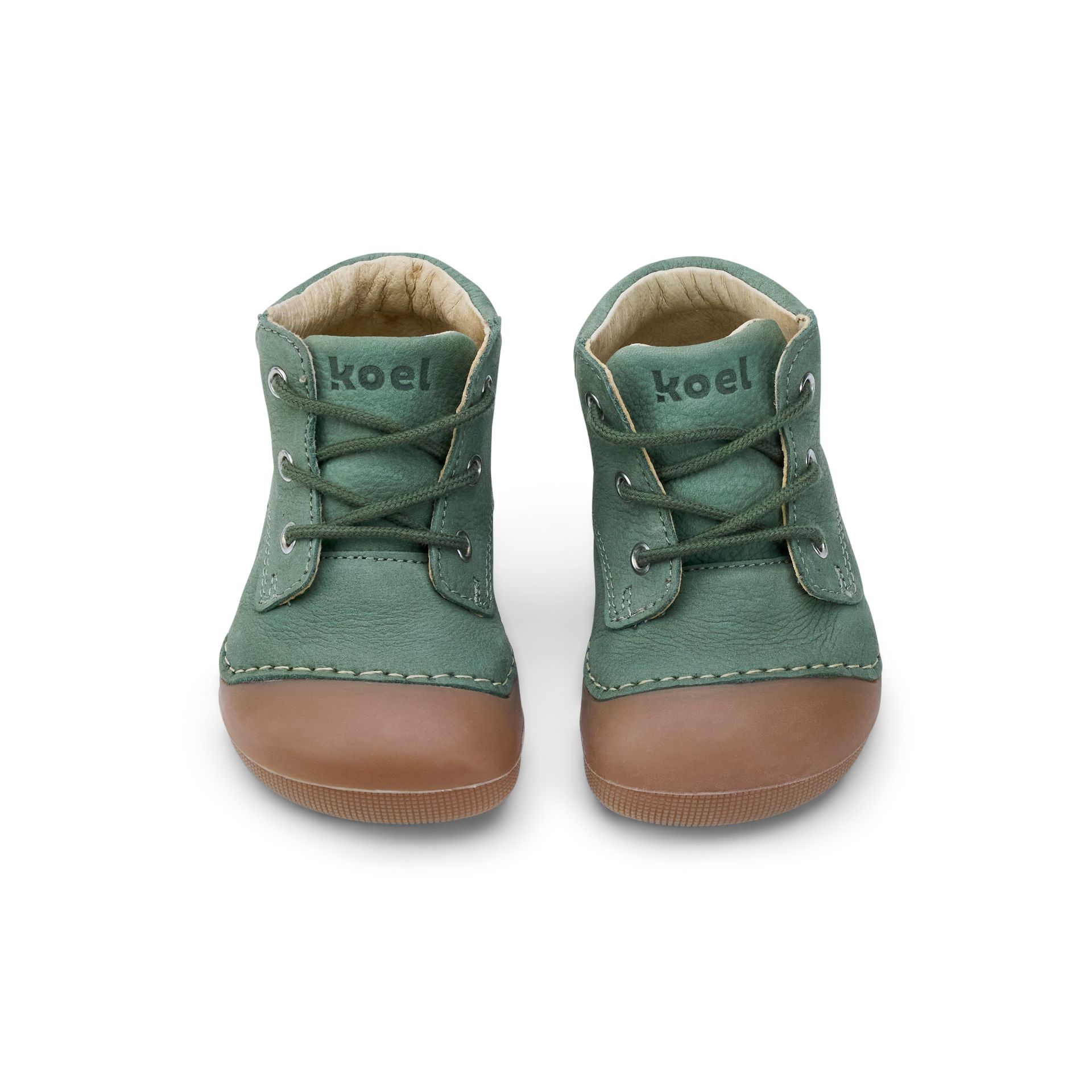 KOEL Averiy Leather Olive – Barfußschuhe Kinder Leder Lauflernschuhe