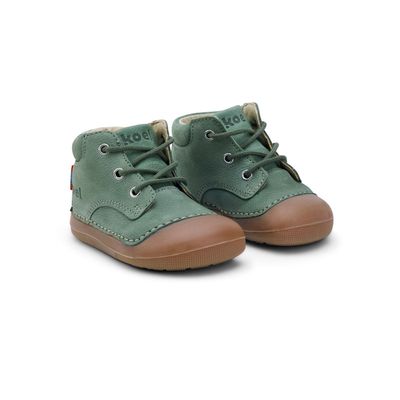 KOEL Averiy Leather Olive – Barfußschuhe Kinder Leder Lauflernschuhe