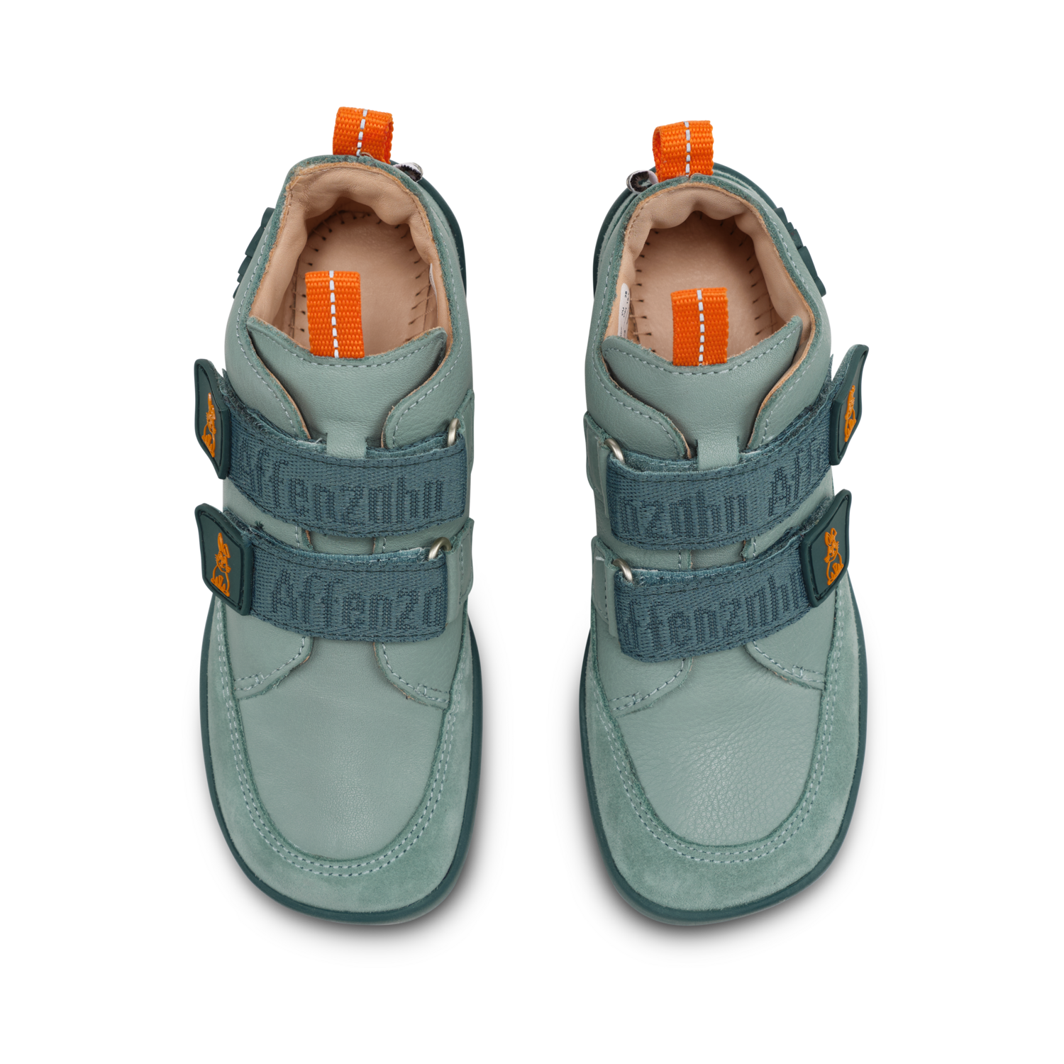 Affenzahn Lederbuddy Hase Grün Barfußschuhe Jungen aus Leder mit Klett für Kita Alltag und Spielplatz