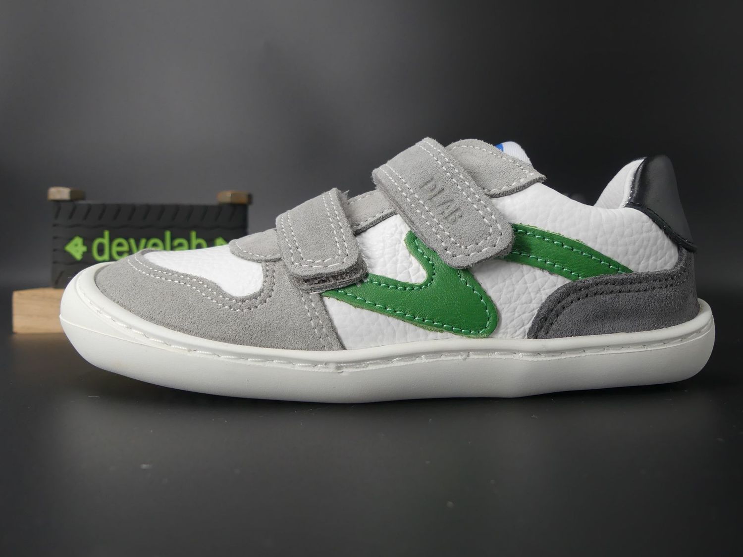 Develab Grey Combi Barfußsneaker für Kinder aus Velours- und Glattleder