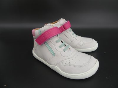 bLIFESTYLE anurafroschSTYLE – Barfuß-Midcut weiss Minze Pink bLIFESTYLE anurafroschSTYLE Barfußschuh Midcut weiß mit pinkem Klett und mintfarbenen Details – flexible Sohle